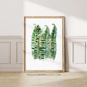 Watercolor print, Fern print, Fern leaves, Housewarming gift, Bedroom wall art, Abstract painting, Large poster, Living room decor