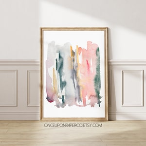 Abstract Watercolor Art Print: Pink & Blue Hues (Digital Download)