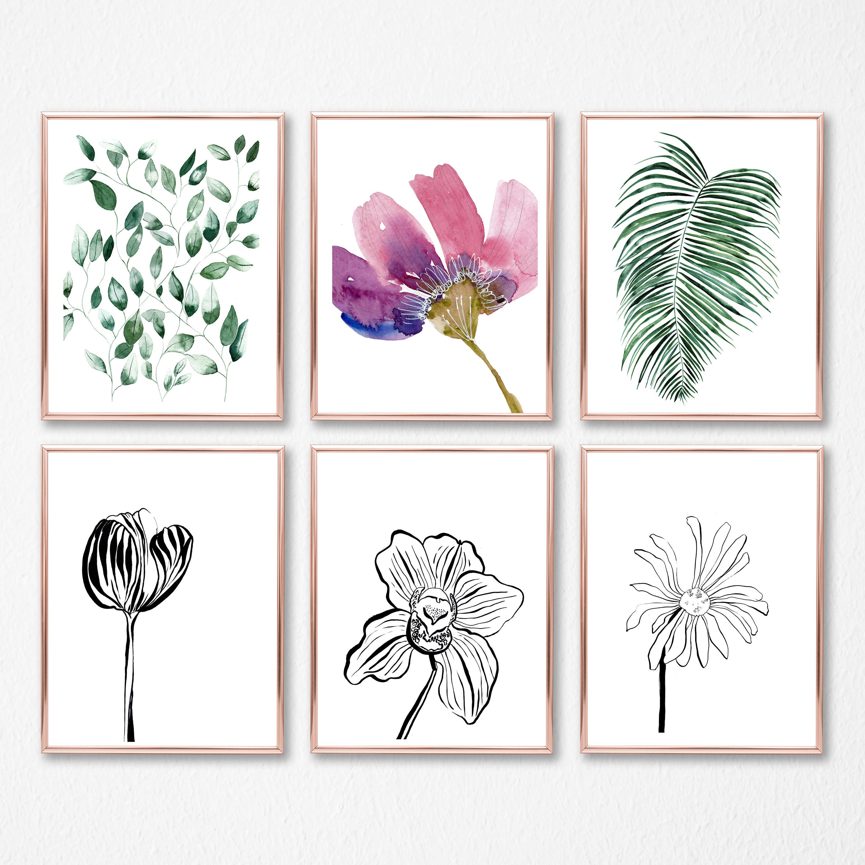 Printable Leaf Art Botanical Print in Watercolour Printable | Etsy