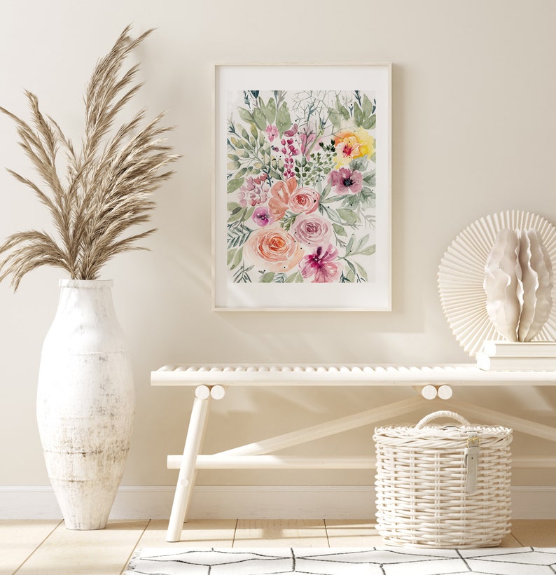Watercolor Art Print With Flowers Abstract Floral Wall Art - Etsy
