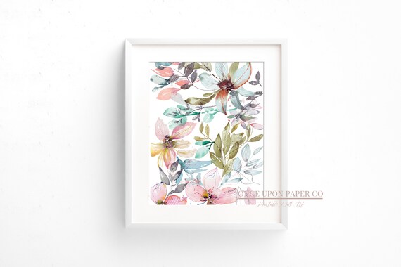 Watercolor Floral Print Set Set Of Three Flower Painting Printable Watercolor Watercolor Wall Art Flower Wall Decor Art Prints Painting Art & Collectibles Sibawor.id