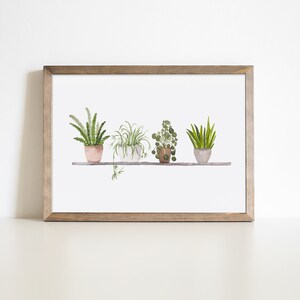 Watercolor Houseplant Print: Botanical Shelf Art (Digital Download)