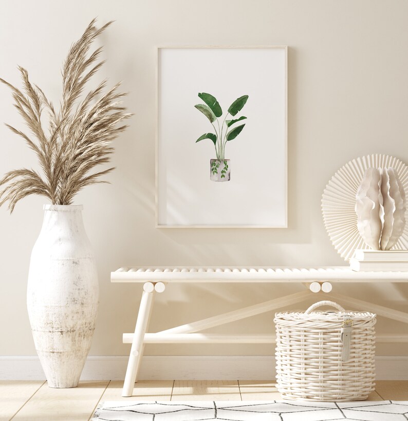 Plant wall art Plant wall decor Green wall art Botanical Etsy