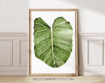 Watercolor Palm Leaf Print: Tropical Green Wall Decor (Digital Download)