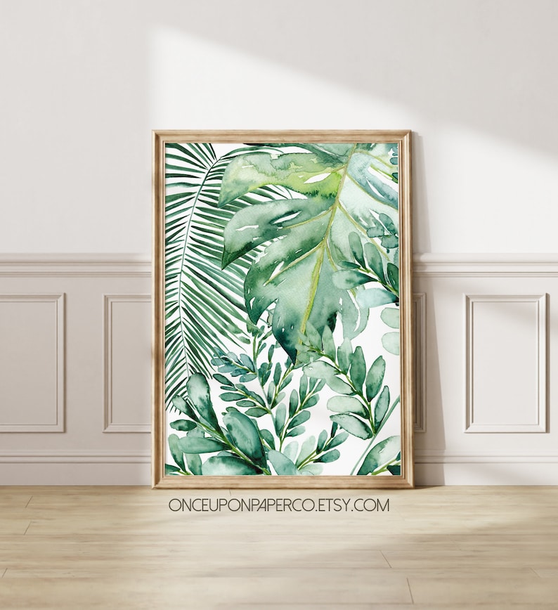 Banana leaf wall art, Banana leaf decor, Palm leaf art print, Palm leaf prints, Palm leaf wall decor, Tropical leaf prints, Monstera leafs image 1