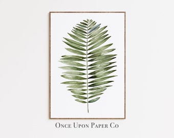 Watercolor Fern Print: Green Tropical Leaf Wall Art (Digital Download)