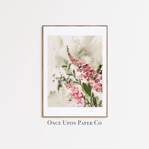 Wild flower print of FoxGloves, Flower print, Floral print, Farmhouse wall art, Wildflower print, flower Illustration, Wild flower wall art