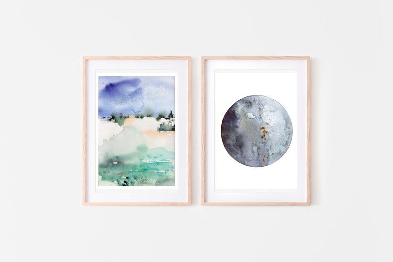 Moon art nursery print, Gray Galaxy print, moon phase, moon phase, Moon painting, Moon wall decor, new moon art, planet print, Full moon image 9