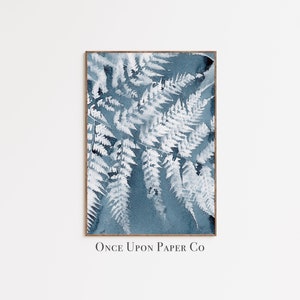 Blue Fern Watercolor Print: Botanical Wall Decor (Digital Download)