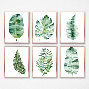 Botanical fern leaf nature print, an illustration in watercolour, Poster of green fern, living room decor, Printable art, Boho wall art image 6