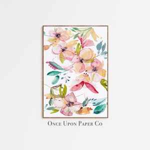 Abstract Floral Watercolor Art Print: Pink Flower Wall Art (Instant Download)