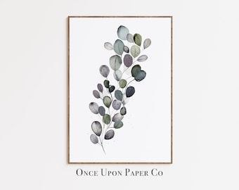 Eucalyptus Leaf Watercolor Print: Abstract Botanical Art (Digital Download)
