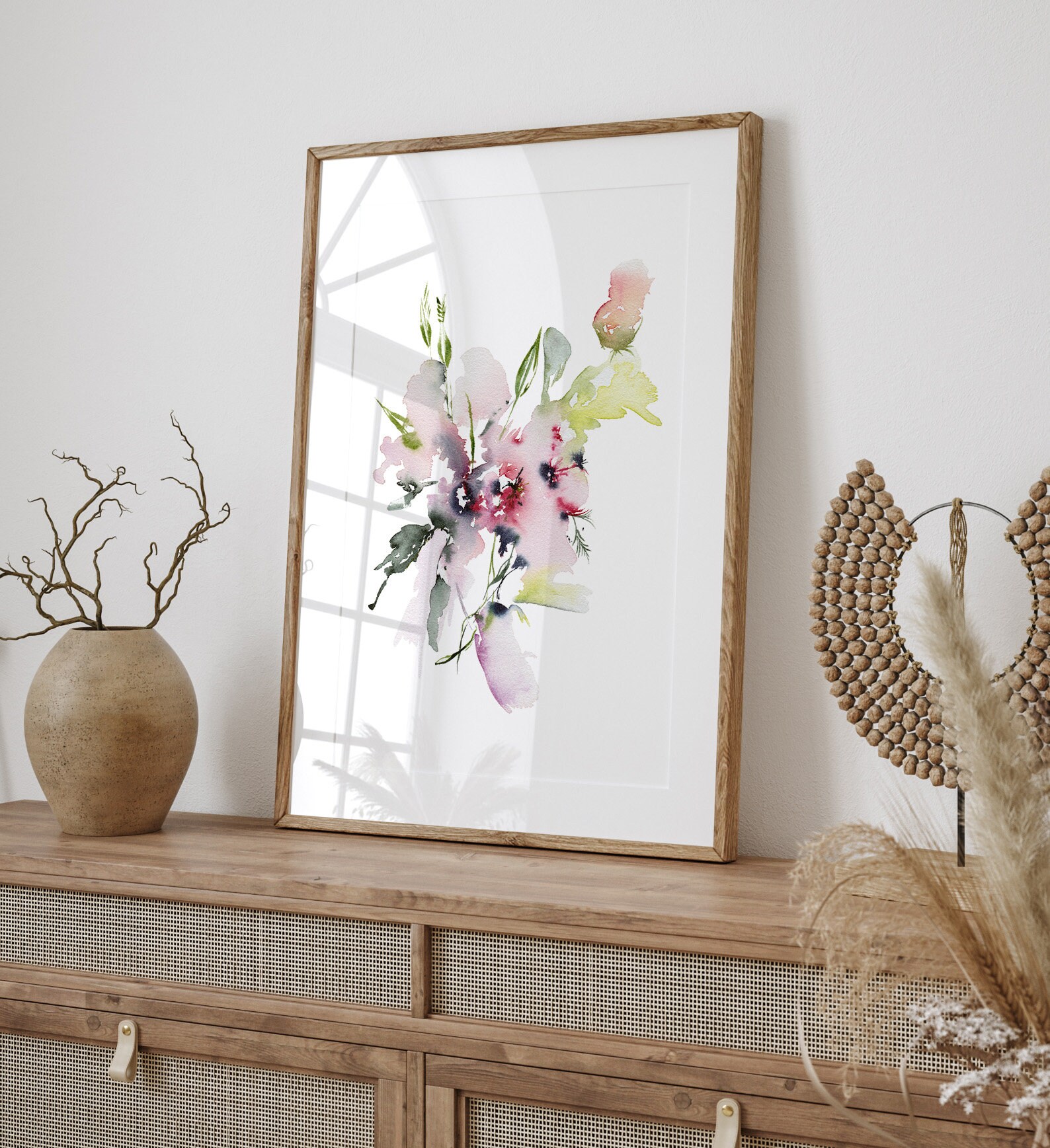 Abstract Floral Watercolor Art Print, Botanical Wall Decor (digital ...