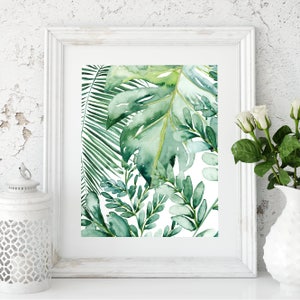 Banana leaf wall art, Banana leaf decor, Palm leaf art print, Palm leaf prints, Palm leaf wall decor, Tropical leaf prints, Monstera leafs image 2