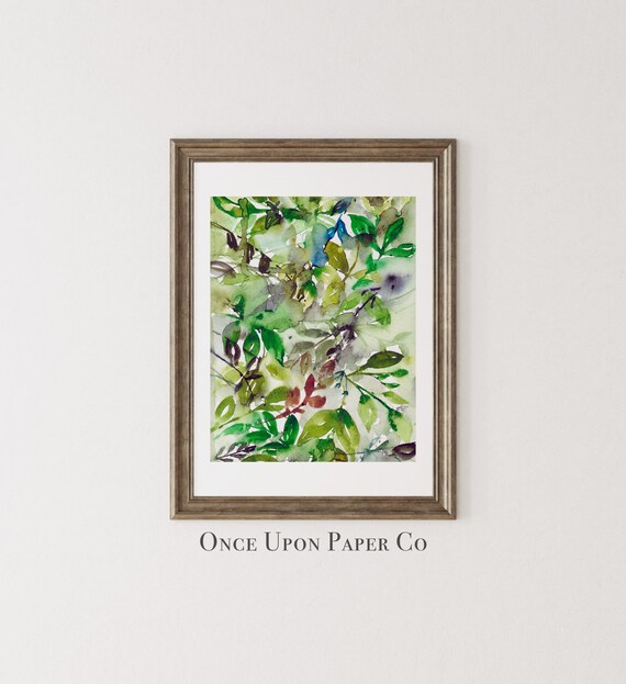 Watercolor Leaf Print: Abstract Green Botanical Art (Digital Download)