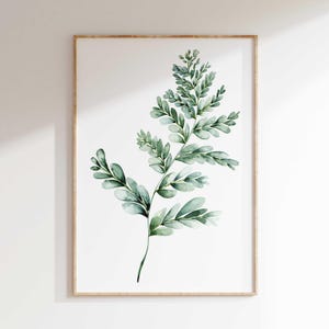 Fern Print Botanical Wall Art, Green Watercolor Fern Illustration, Digital Fern Plant Poster, Gift for Her, Nature Wall Decor