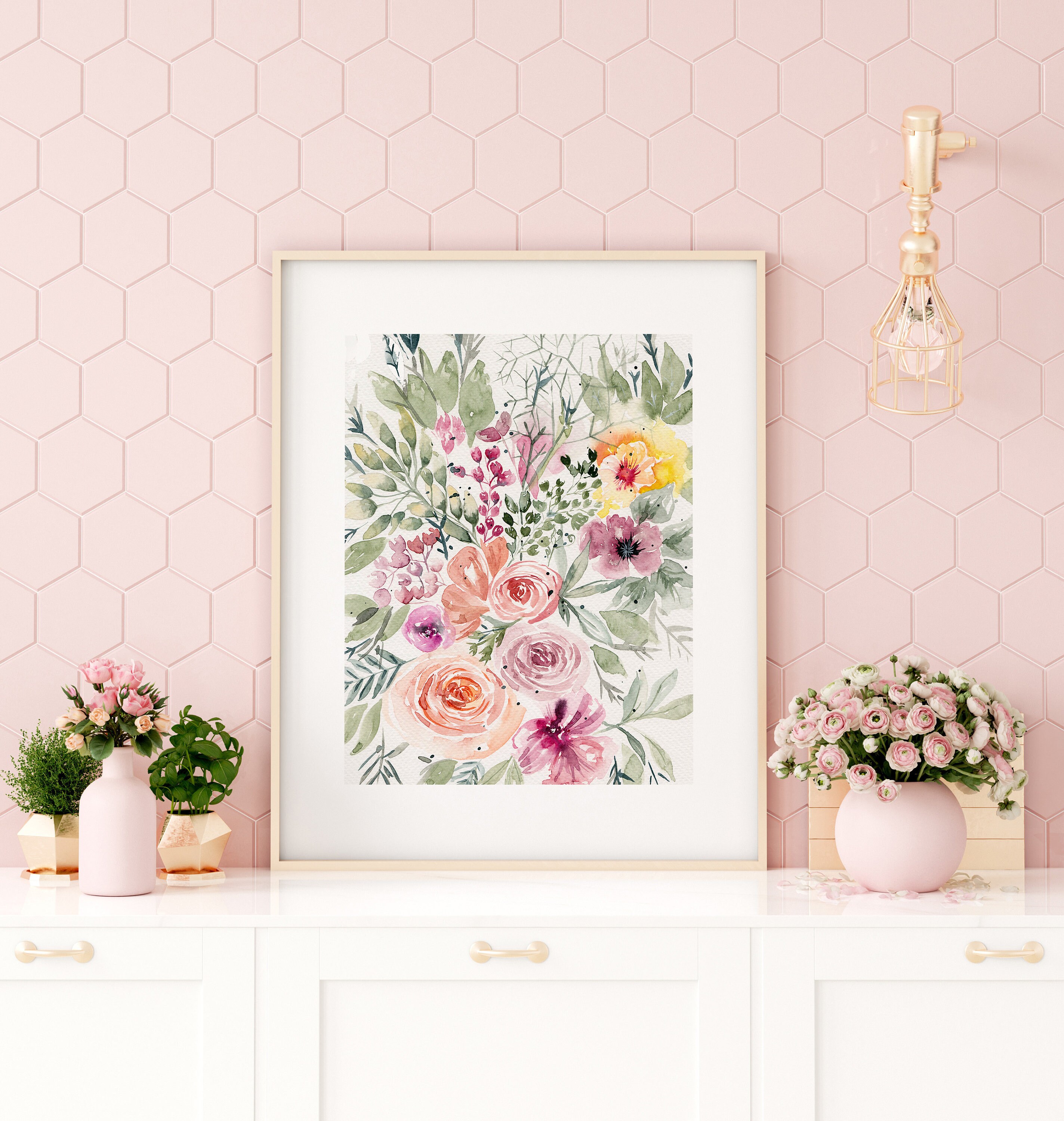Watercolor Art Print With Flowers Abstract Floral Wall Art - Etsy
