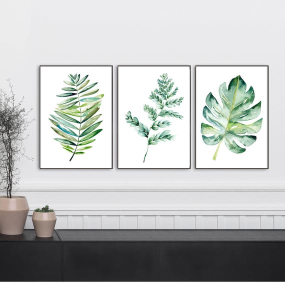 Botanical Print Set Fern Leaf Print Watercolor Print Watercolor Fern Wall Print Botanical Fern Leaf Print Boho Wall Poster Watercolor leaves