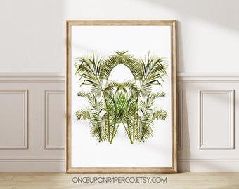 Watercolor Palm Leaf Print: Geometric Tropical Wall Art (Digital Download)