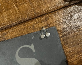 Tiny silver heart drop earrings