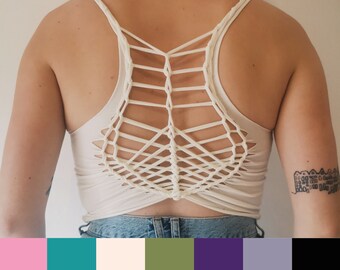 Design Your Own - Hand Braided Slit Weave Summer Top - Pixie Goa Fairy Psy Cut Out Festival Viking Hippie XSmall Small Medium Large xLarge