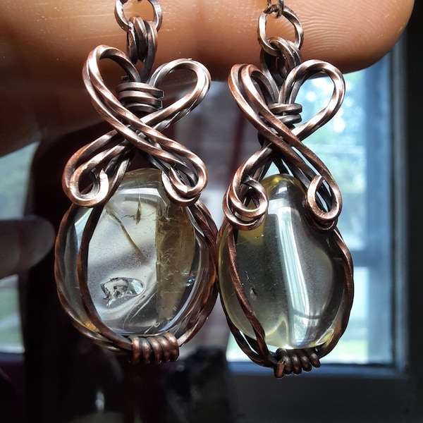 Oregon Sunstone Wirewrap Earrings