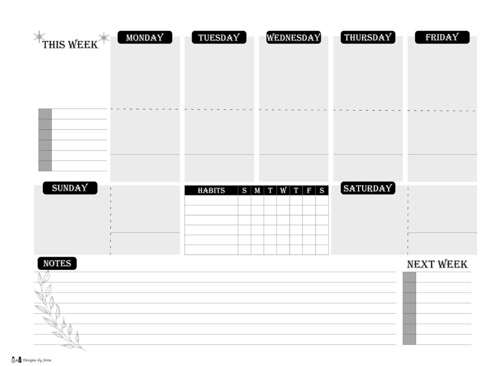 Month Week Day Planner E-ink Template - Etsy