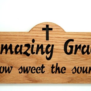 Amazing Grace Bible verse cut in wood scroll saw word art. Christian gift image 3