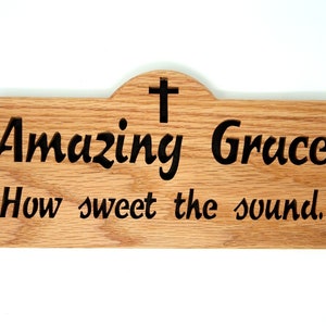 Amazing Grace Bible verse cut in wood scroll saw word art. Christian gift image 2