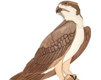 Osprey wall art, Intarsia bird lovers gift.