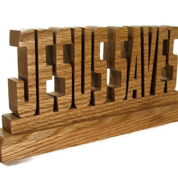 Jesus Saves wood Christian sign quote for desk, shelf, or table to proclaim your faith