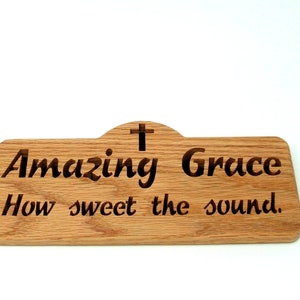 Amazing Grace Bible verse cut in wood scroll saw word art. Christian gift image 7