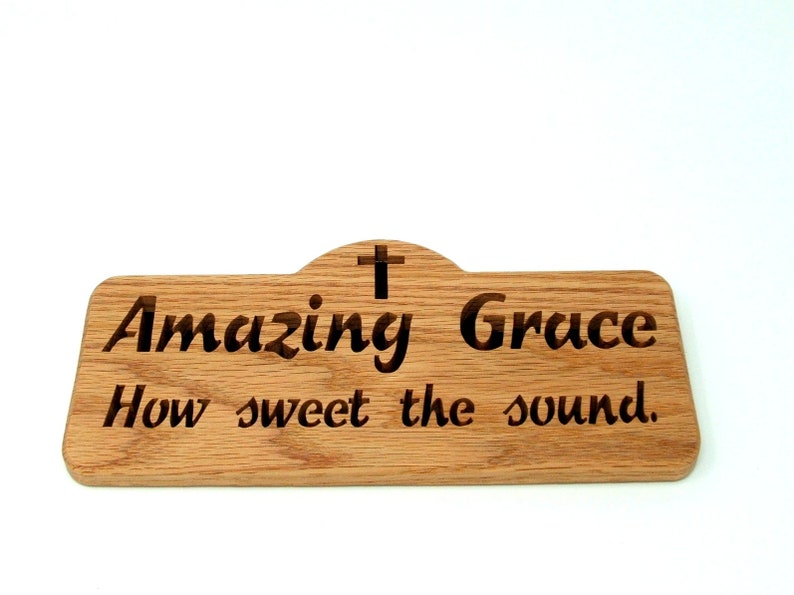 Amazing Grace Bible verse cut in wood scroll saw word art. Christian gift image 7
