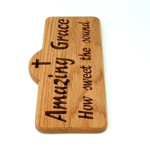 Amazing Grace Bible verse cut in wood scroll saw word art. Christian gift image 8