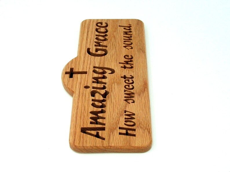 Amazing Grace Bible verse cut in wood scroll saw word art. Christian gift image 8