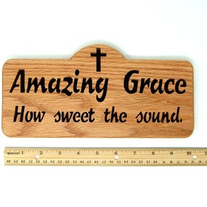 Amazing Grace Bible verse cut in wood scroll saw word art. Christian gift image 9