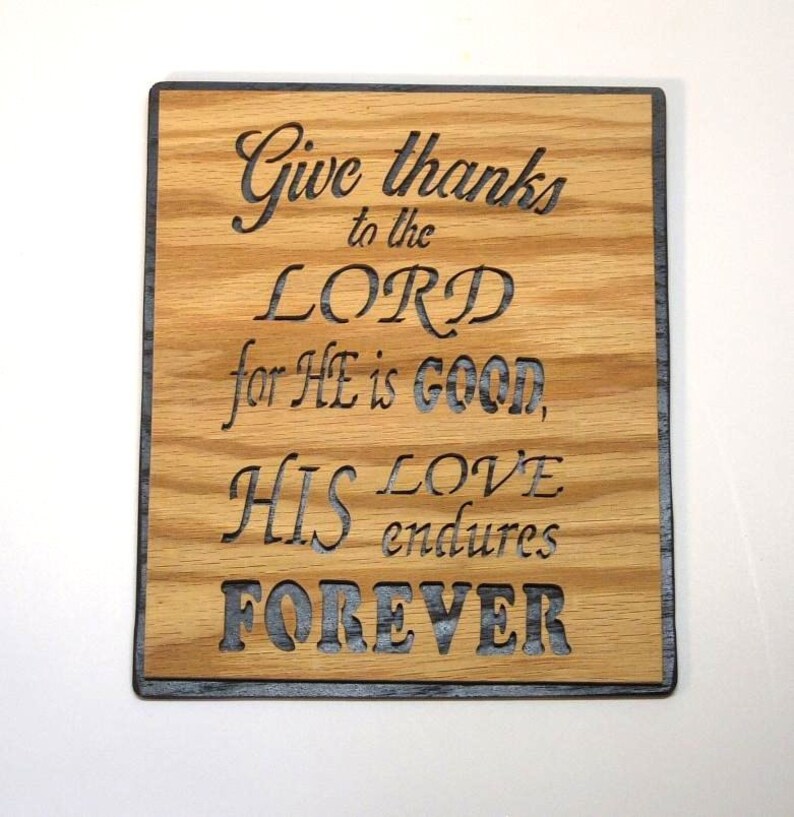 Give thanks Bible verse scroll saw word art Psalms 106. | Etsy