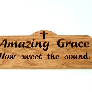 Amazing Grace Bible verse cut in wood scroll saw word art. Christian gift image 4