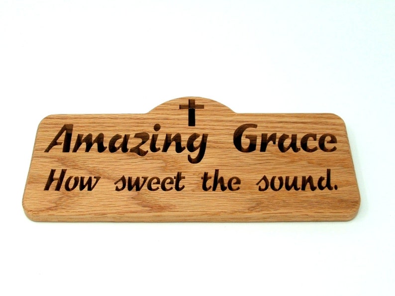 Amazing Grace Bible verse cut in wood scroll saw word art. Christian gift image 4