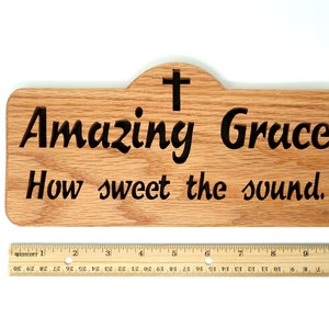 Amazing Grace Bible verse cut in wood scroll saw word art. Christian gift image 6