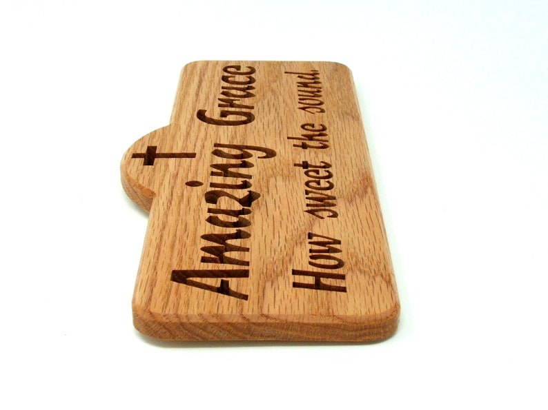 Amazing Grace Bible verse cut in wood scroll saw word art. Christian gift image 5