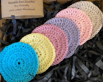 4 Reusable Cotton Face Scrubbies Crochet Eco-Friendly Handmade