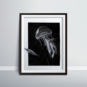 Jellyfish Illustrations,  Ocean print, Jellyfish Poster, Jellyfish Art, Animal Print, Jellyfish Decor, Wildlife, Animal Art, Nature Print