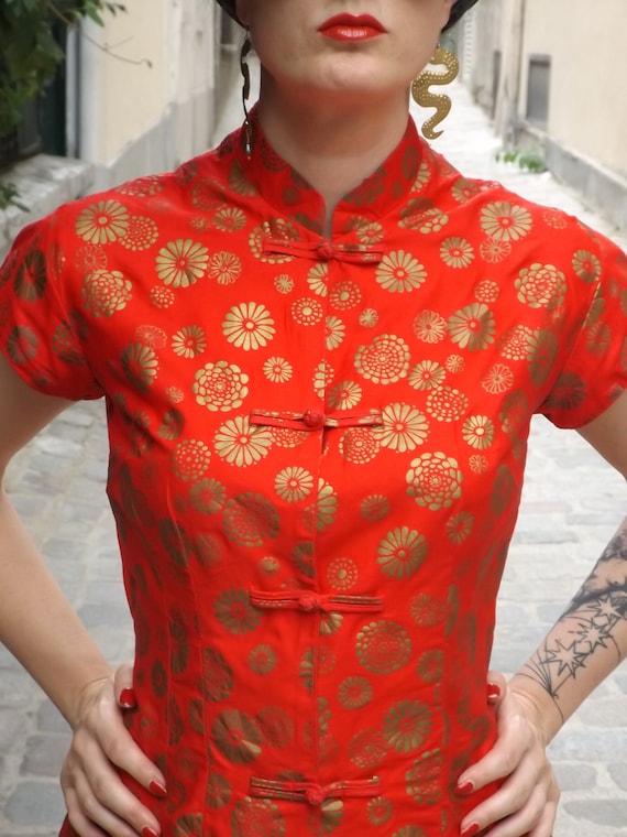1950s Tea Timer Hostess Cheongsam Dress Tunic Pant