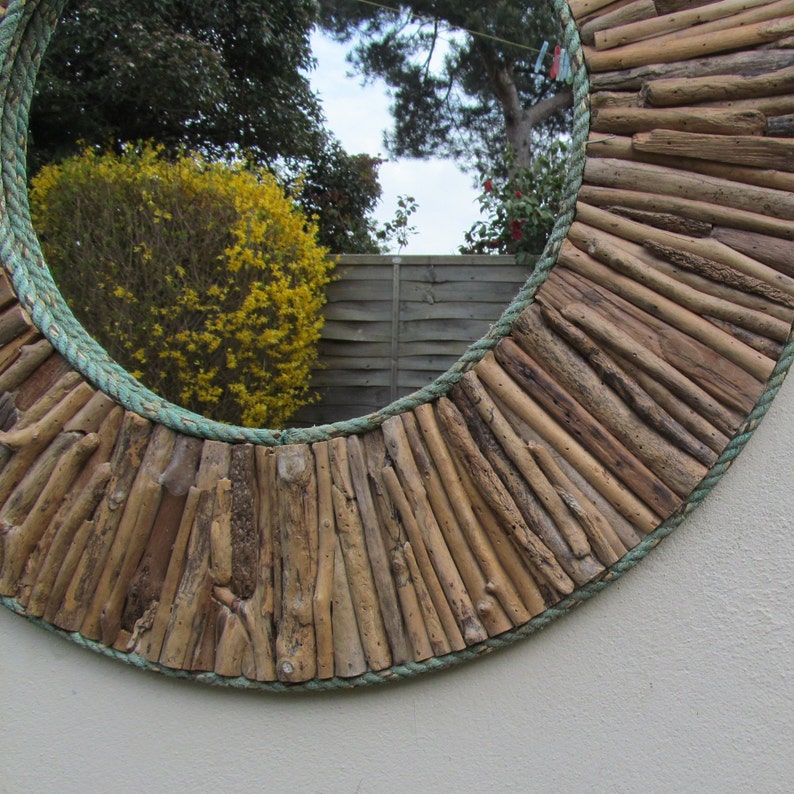 Large Round Driftwood Mirror Etsy UK