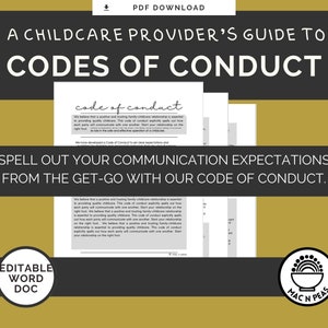 Daycare Code of Conduct - Editable Word & PDF | A Childcare Provider's Guide | behavior standards for parents, employees, and children