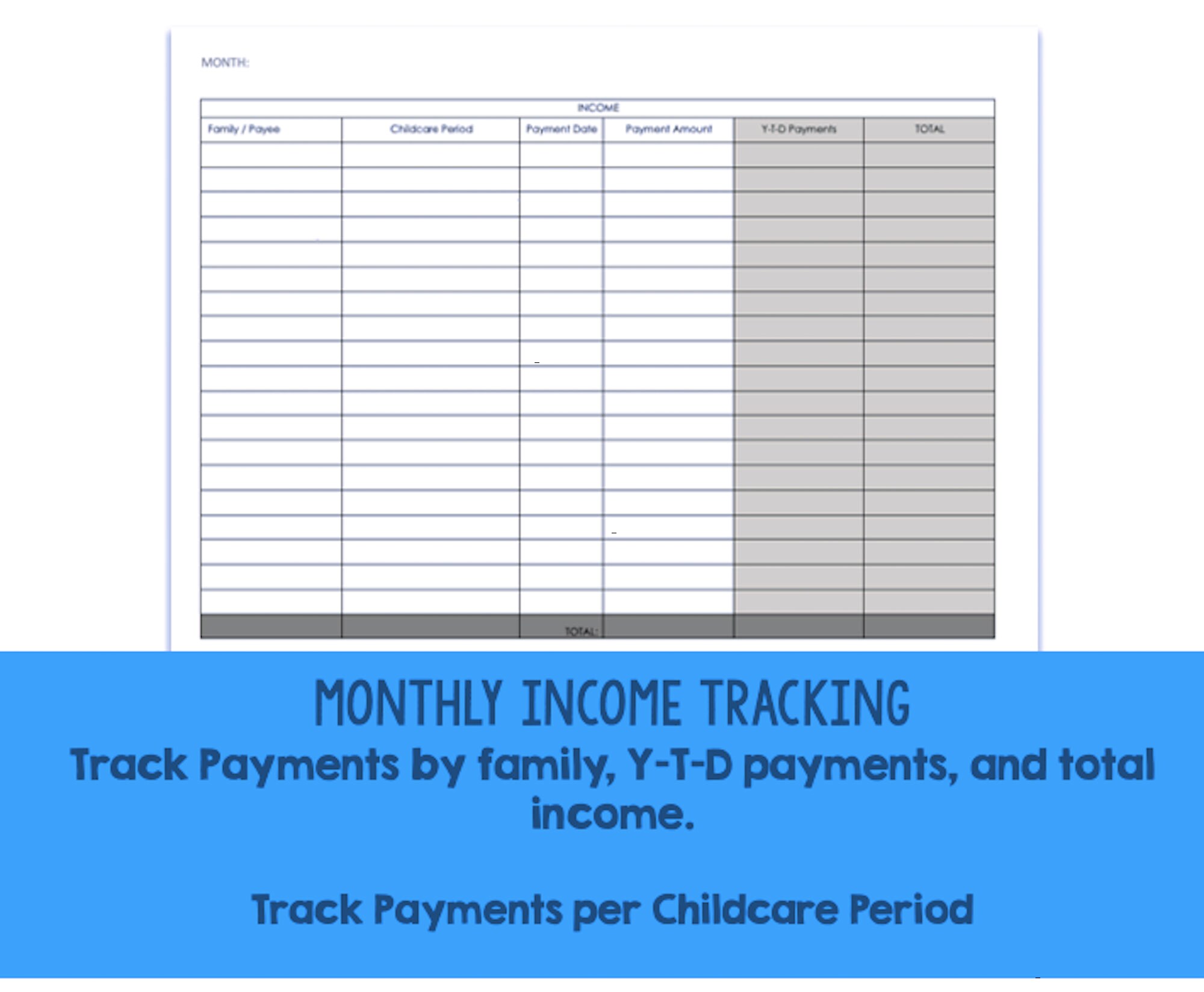 Home Daycare Monthly Budget Worksheet Tax Preparation - Etsy