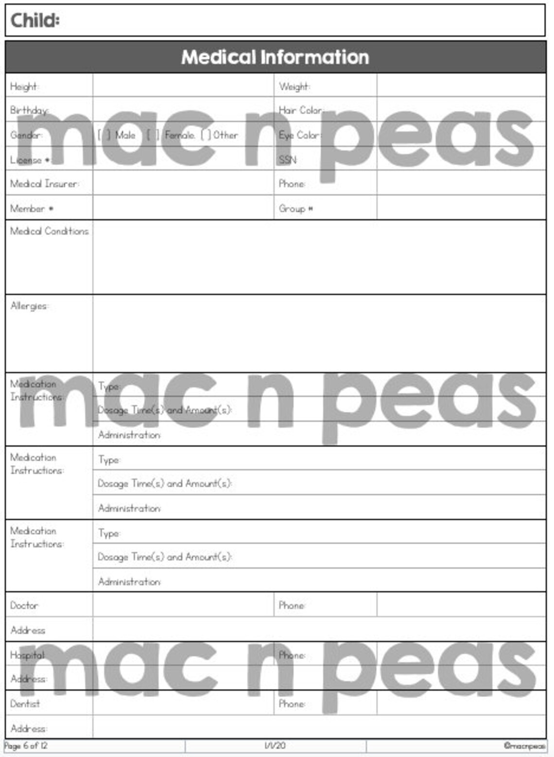 Emergency Information Binder Printable Household Binder Etsy Canada