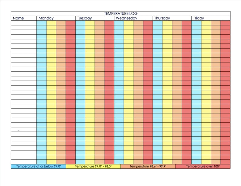 weekly-temperature-log-childcare-business-temperature-etsy