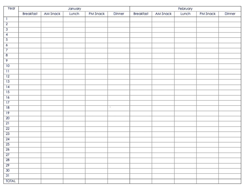 Daycare Yearly Meal Count Chart Federal Meal Reimbursement - Etsy